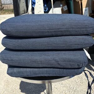 Set of 4 Navy Dining Chair Seat Cushions with Ties